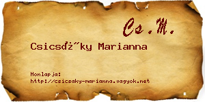 Csicsáky Marianna névjegykártya